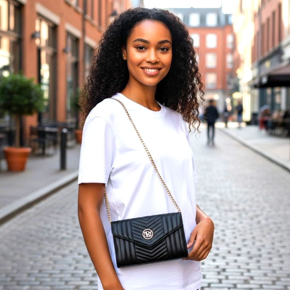 Badgley Mischka Black Quilted Crossbody Bag